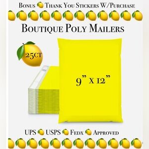50ct ~ 9”x 12” ~ Poly Mailer Bags 🍋🆕🍋 Plus 😁 50ct Thank You Stickers Included